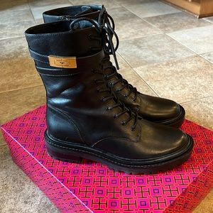 Tory Burch T hardware combat boot, women’s size 9